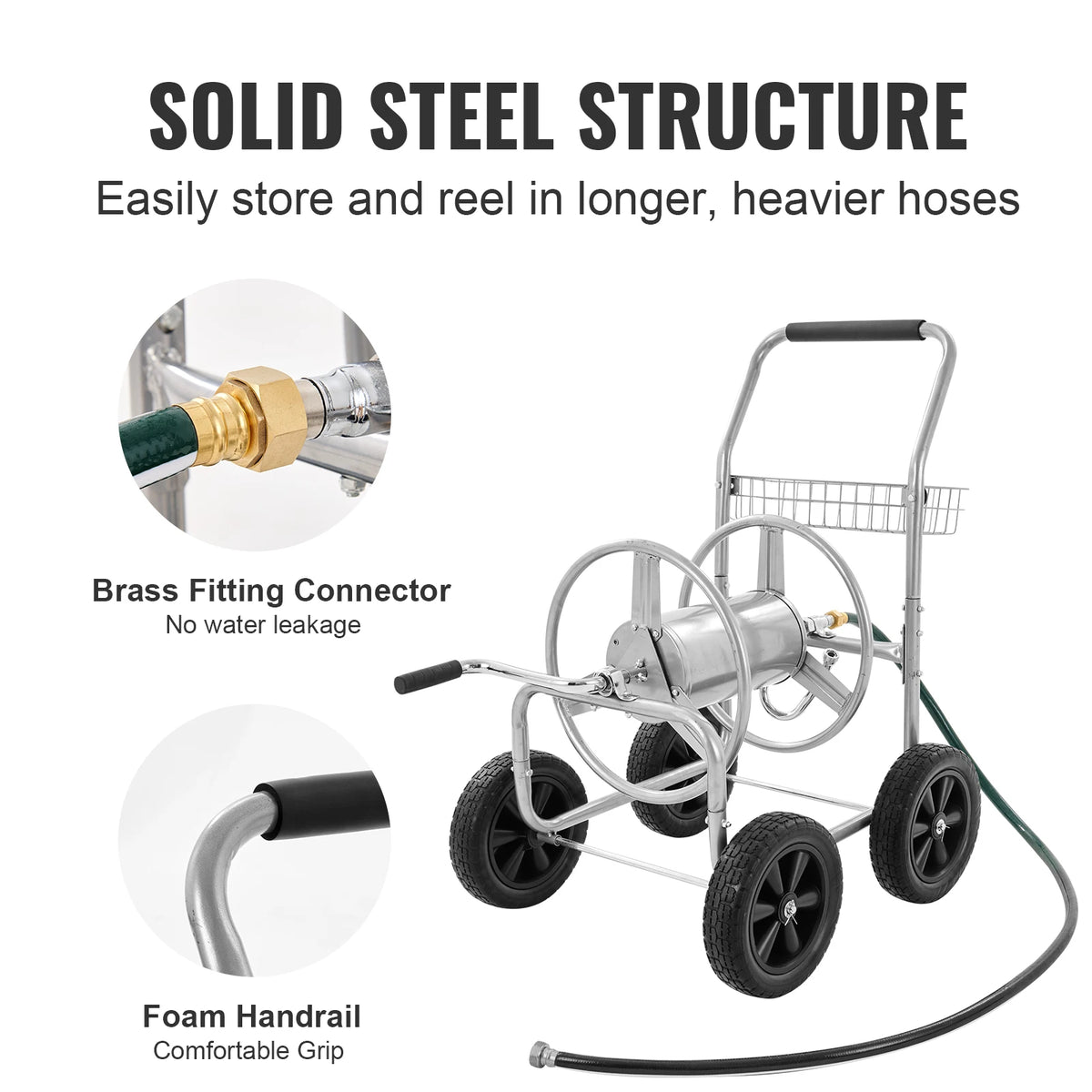 SucceBuy Hose Reel Cart 250ft Heavy Duty Garden Water