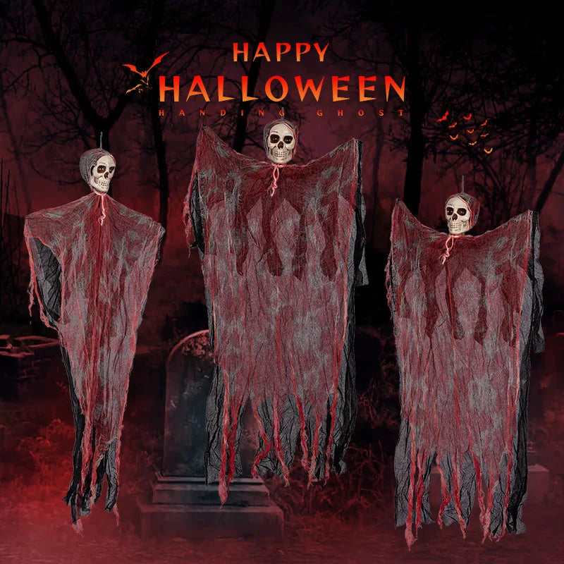Scary Halloween Hanging Ghost Skull Halloween Party Decoration Hanging Grim Reaper Garden Bar Haunted House Skeleton Prop