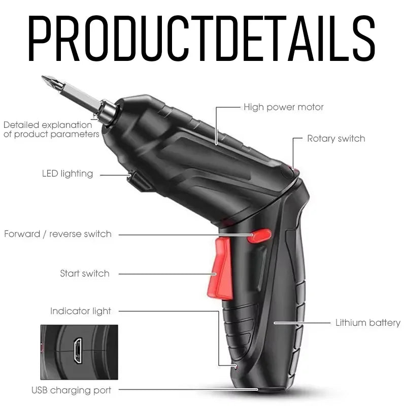 47-Pack 3. Electric Screw Driver Rechargeable Household Lithium