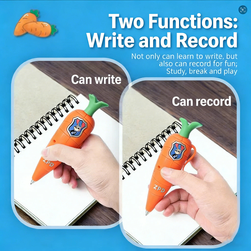 Zootopia 2 Carrot Recorder Pen | Judy & Nick Style for Kids | 60s Mini Recorder | 2-in-1 Gel Pen Stationery