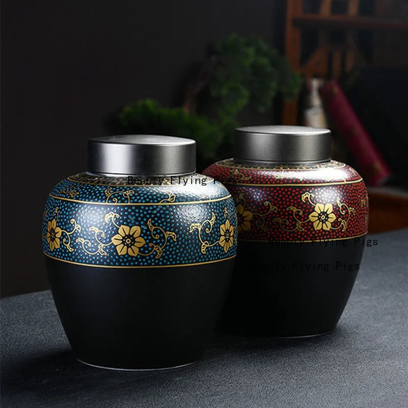 Black Ceramic Cremation Urn for Ashes