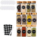 12Pcs Glass Spice Jars with Labels Kitchen Accessories 4oz Square Seasoning Containers Kitchen Salt Herbs Sugar Bottles JT510