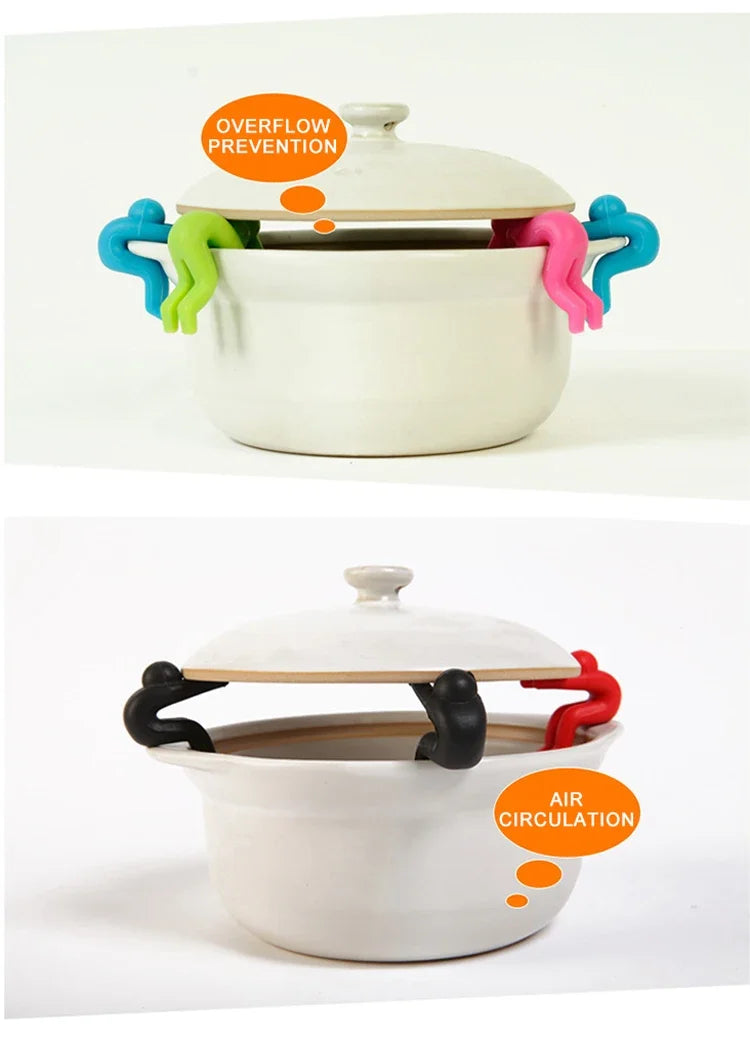 Silicone Support Pan Pot Lid Holder Anti-Overflow Pot Clip Kitchen Tools Stand Mobile Phone Chopstick Spoon Holder Stand Gadgets