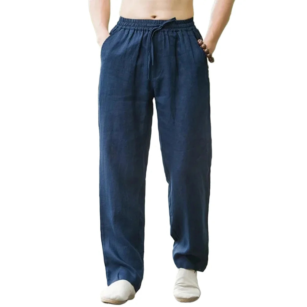 Men's Beach Pants Joggers Streetwear Cotton Linen Sweatpants