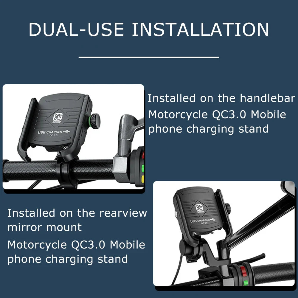 Motorcycle Phone Holder Wireless Charger Moto Motorbike Mirror Mobile Stand Support USB-C Fast Wireless Charging Cellphone Mount