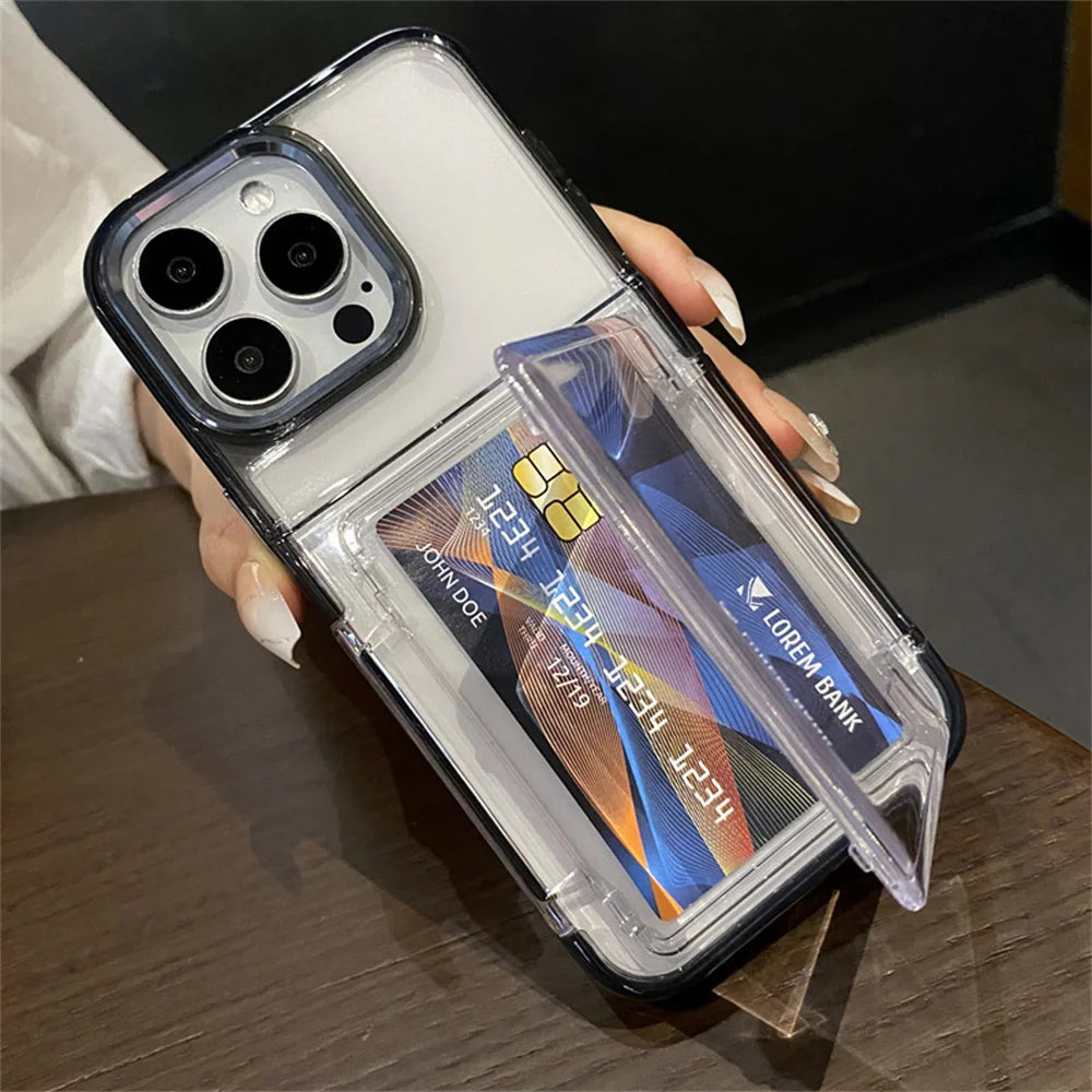 Transparent Card Slot Bag Holder Phone Case for IPhone 15 14 13 11