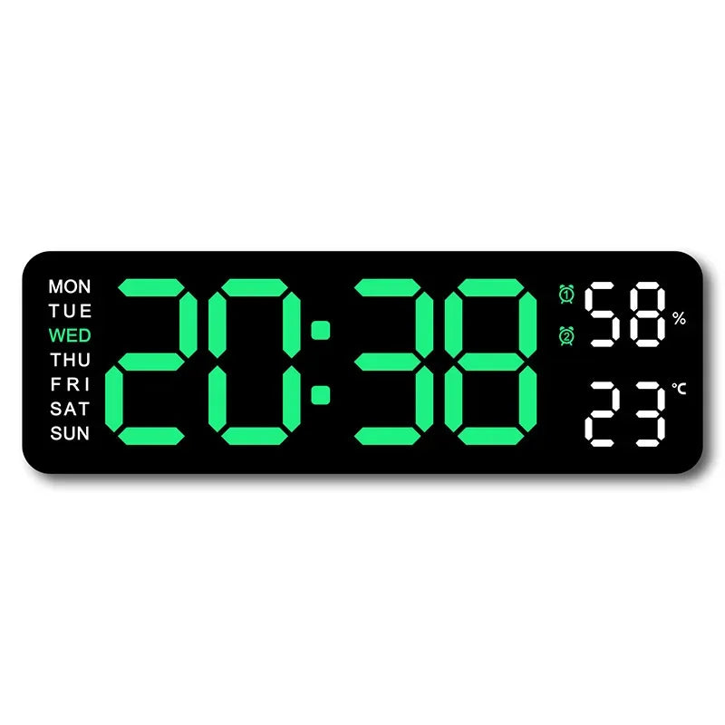 Hot 9 Inch Large Digital Wall Clock USB Powered TEMP Humidity Week Auto Dimmer DST Table Clock 12/24H Electronic LED Alarm Clock