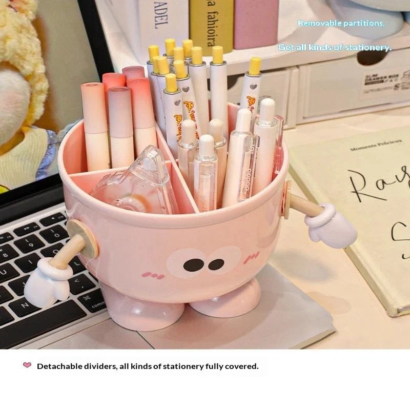 Creative Big Eyes Pencil Holder With Hook Table Stationery Storage Box Pen Holder Rack Student Children Girls Desk Organizer
