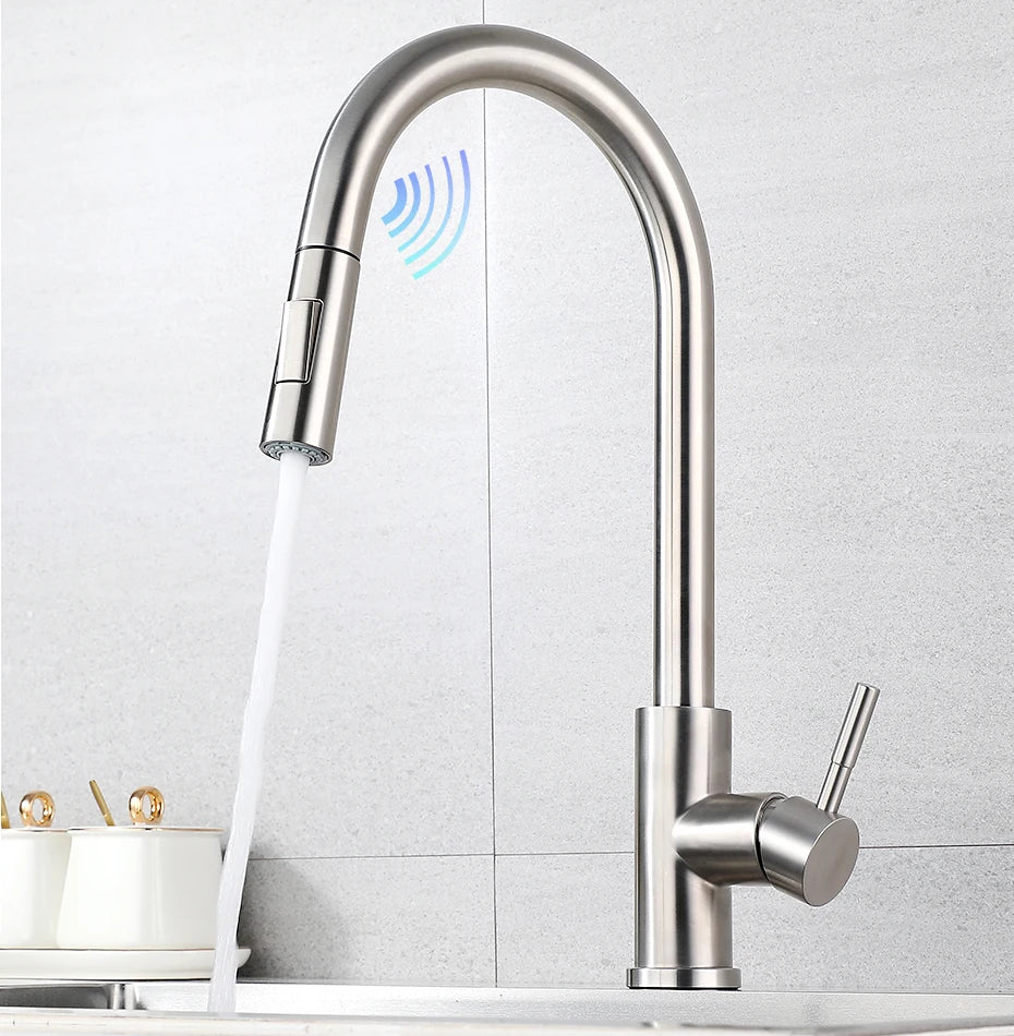 Black Smart Touch Kitchen Faucet Crane For Sensor Kitchen Water Tap Sink Mixer Rotate Touch Faucet Sensor Water Mixer 1015