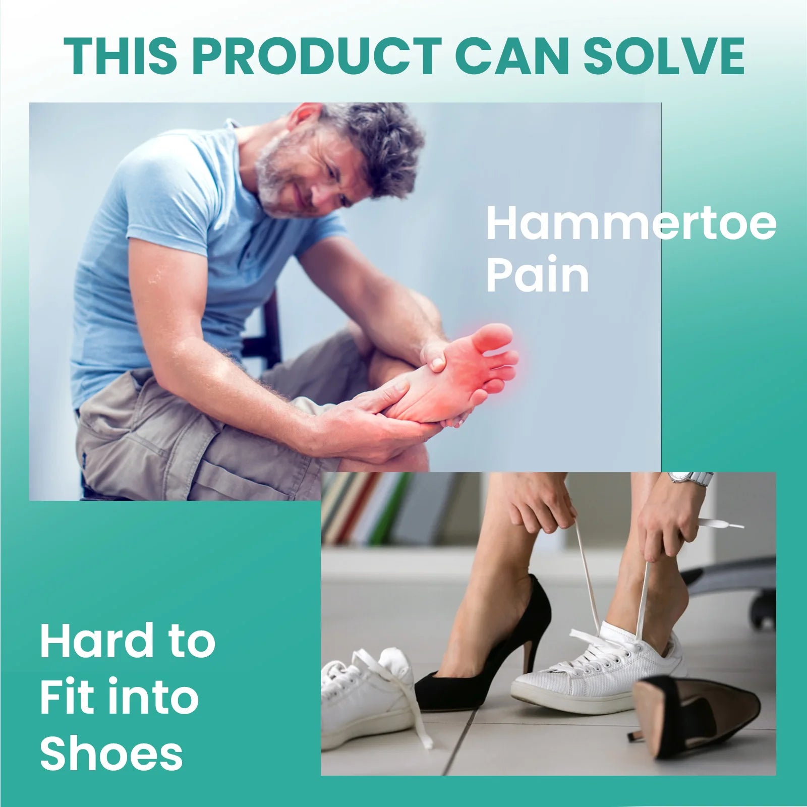 2Pcs Hammer Toe Straightener Gel Hammertoe Corrector for Curled Crooked Bent Claw Toes Lift Toe Tip Foot Care Tool Toe Cushion
