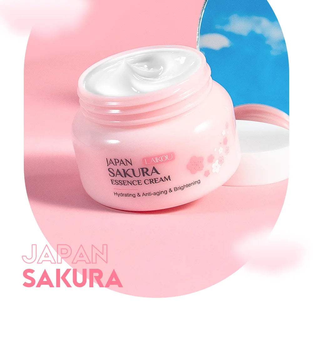 LAIKOU 60g Japan Sakura Essence Cream Cherry Blossom Facial Cream Moisturizing Anti Wrinkle Anti Aging Brighten Skin Skin Care