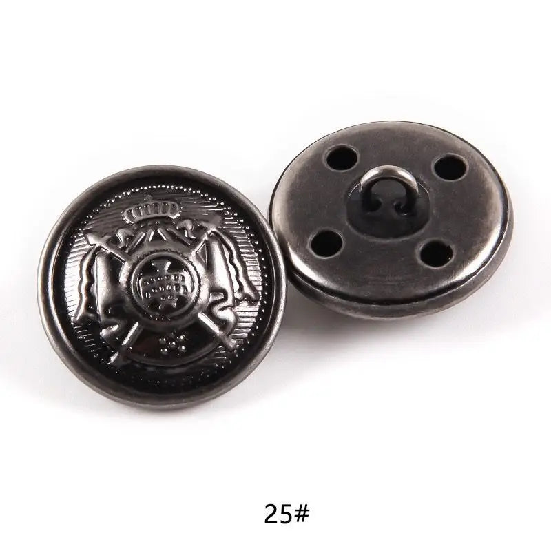10pcs 15/20/25mm Metal Vintage Coat Suit Uniform Button Retro Copper Buttons Round Shank button DIY Sewing Ornaments