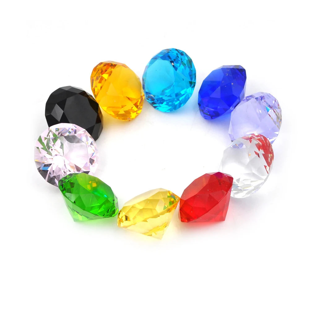 Glass Crystal Diamond Shape Paperweights Facet Jewel Wedding Decor Gift 30mm