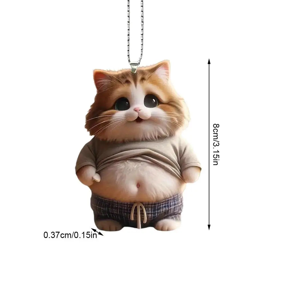 Fat Puppy Keychain 2d Flat Acrylic Cartoon Dog Ornament Car Mirror Backpacks Hanging Pendant For Home Decor G3z1