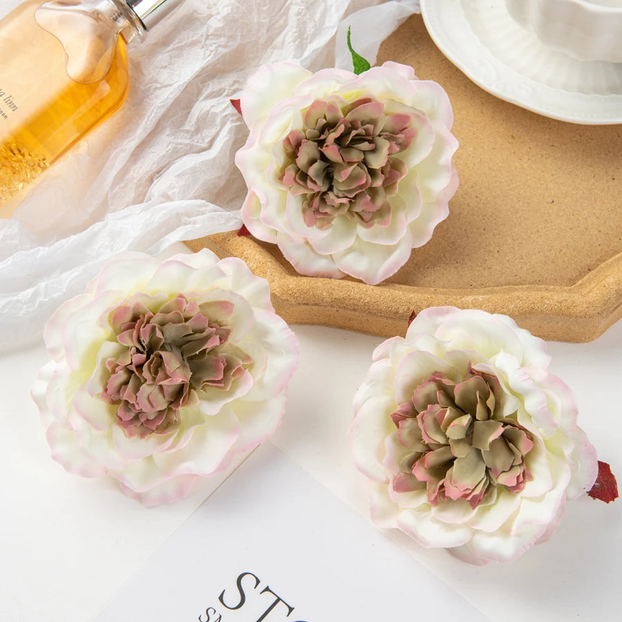 5/10Pcs Silk Dahlias Artificial Flower Home Decor Wedding Diy Rose Arch Christmas Garland Material Fake Peony Bridal Accessories