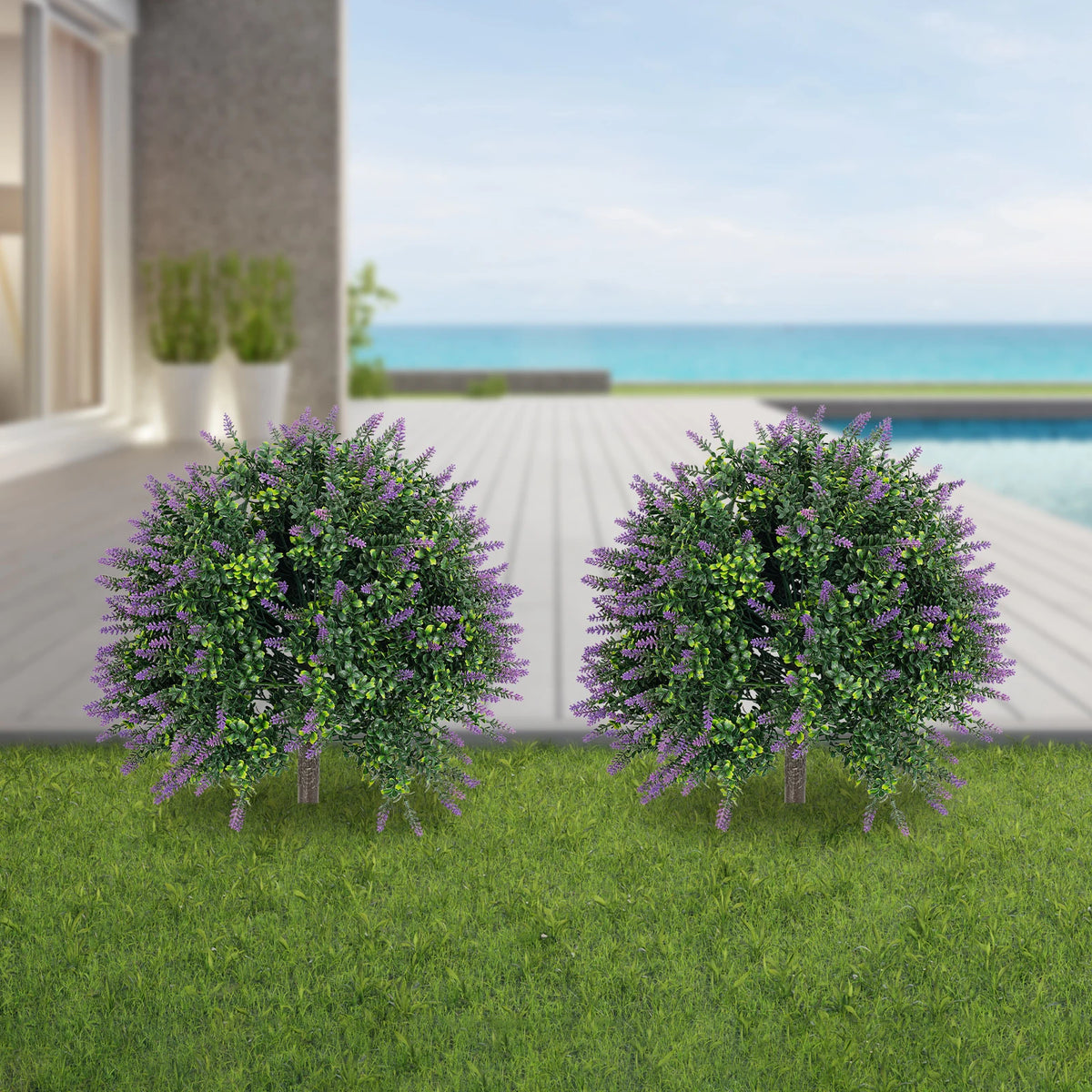 Artificial Lavender Plants With Stakes, 2 Pack
