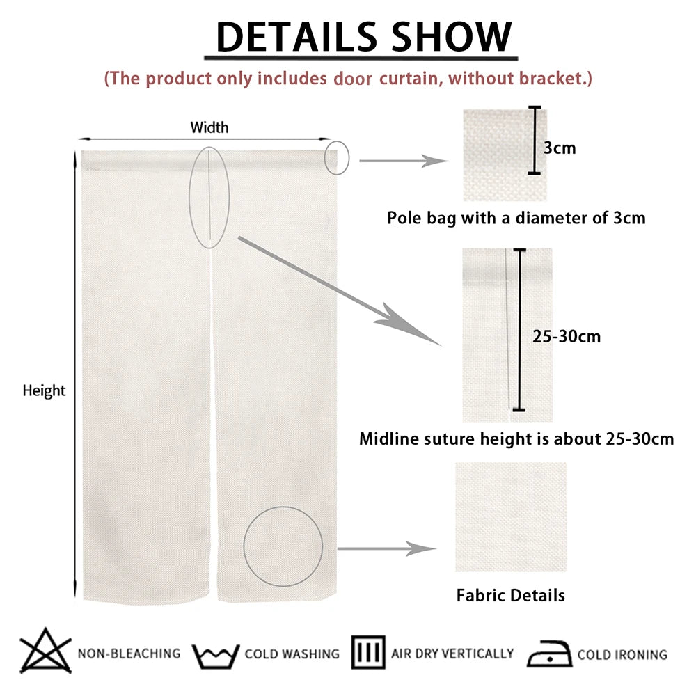 Japanese Koi Fish Door Curtain Fengshui Kitchen Bedroom Linen Doorway Curtain Entrance Hanging Half Curtain Partition Curtain