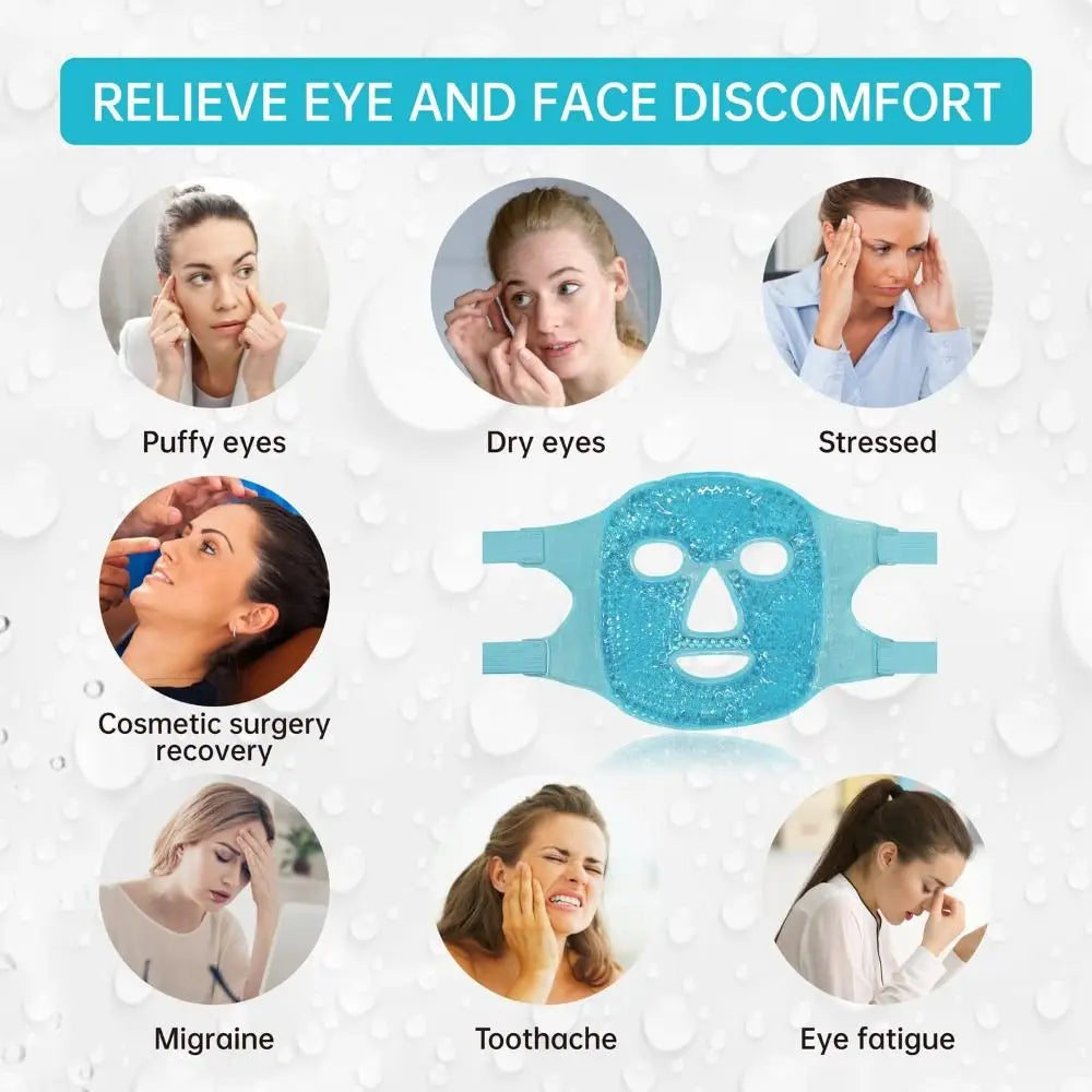 Relieve Fatigue Ice Gel Eye Face Mask Gel Beads Compress Reusable Sleep Mask Reduce Face Puff Cold and Hot Heat Skin Care Tool