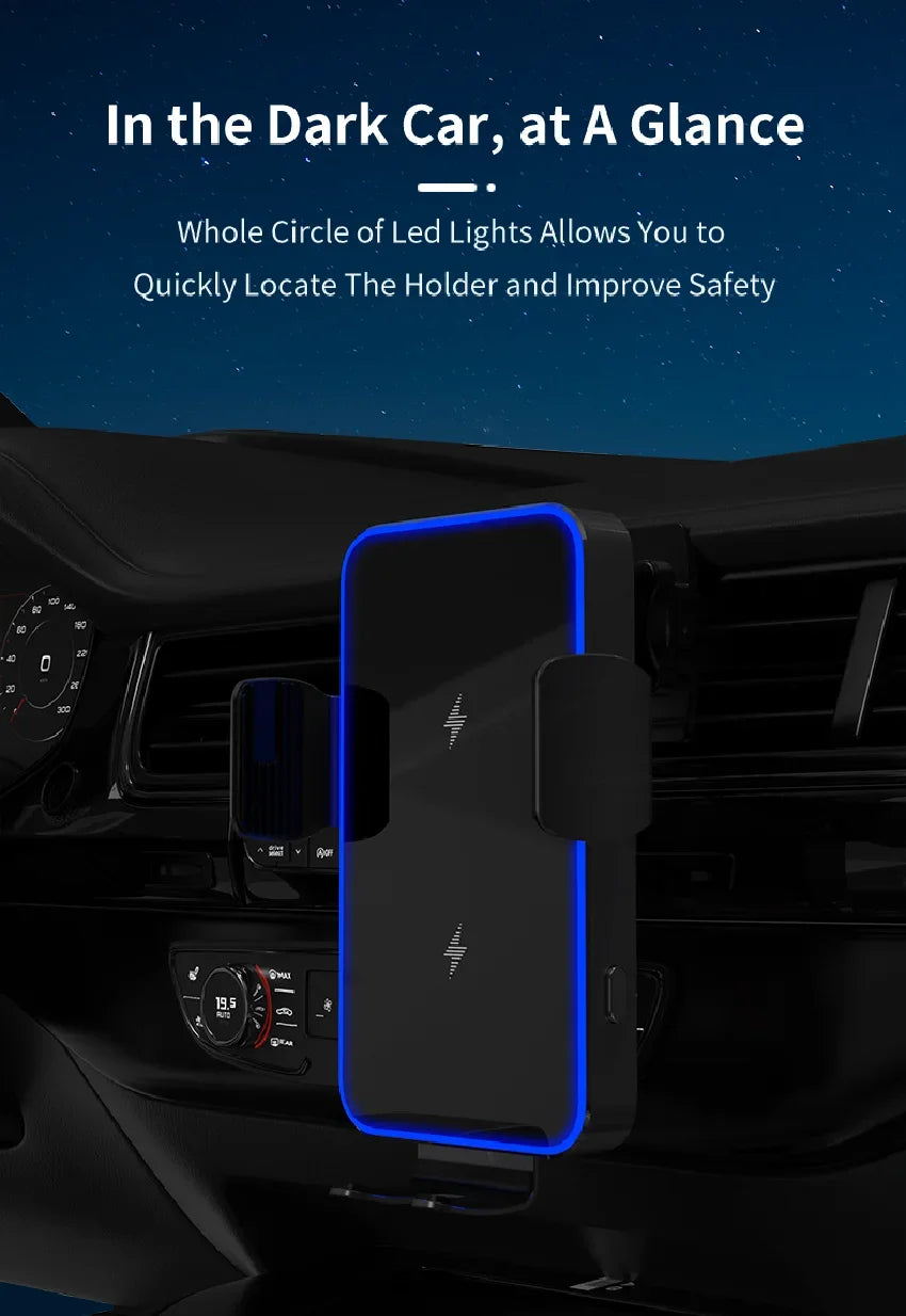 Wireless Charger Car Stand Phone Holder Dual Coil Fast Charging Station For Samsung Z Flip 4 3 2 S21 S20 S10 iPhone 15 14 13 12