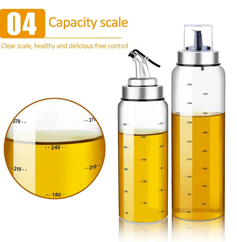 180/300/500ml Cooking Seasoning Oil Bottle Sauce Bottle Glass Storage Bottles for Oil and Vinegar Oil Dispenser For Kitchen