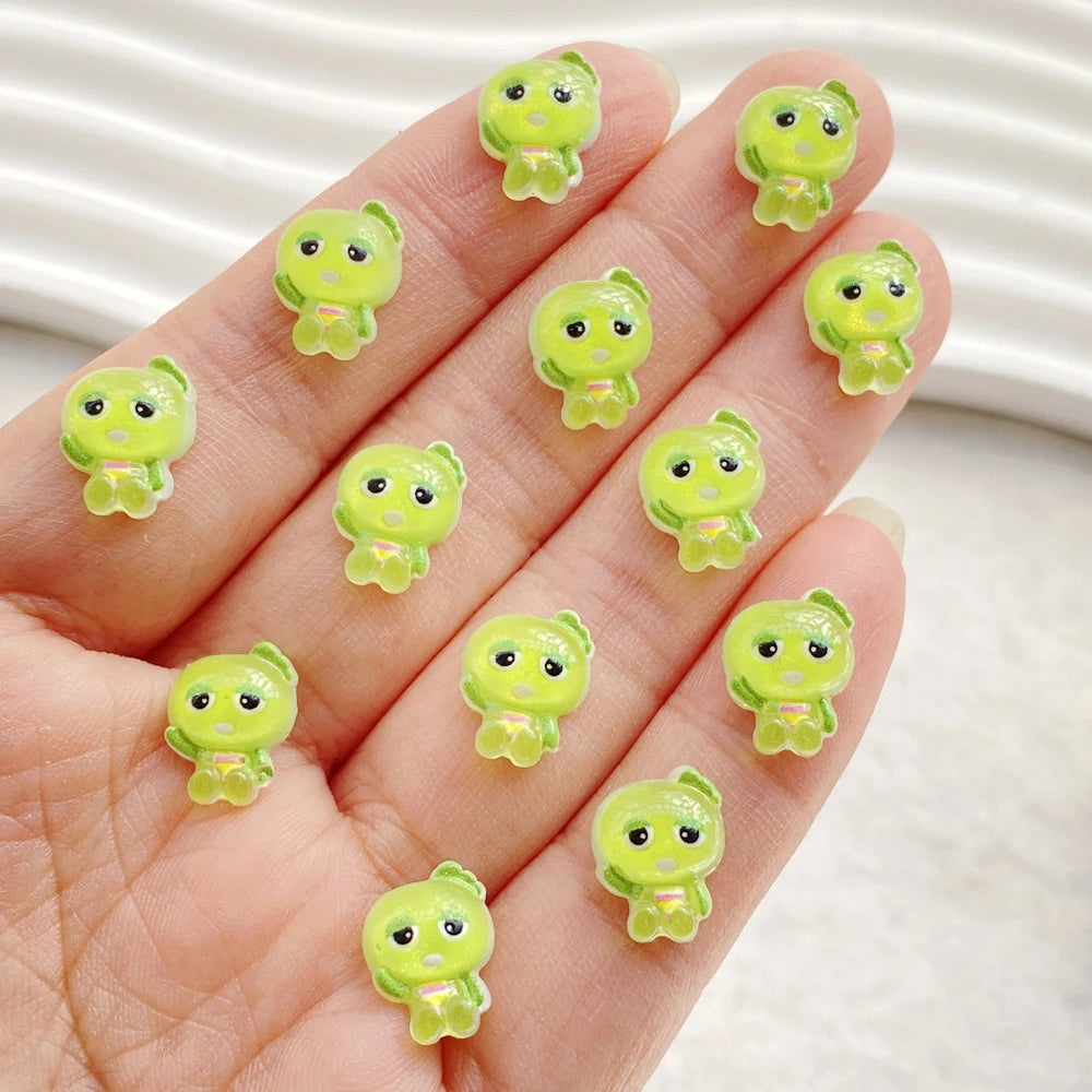 50Pcs Mixed Nail Art Resin mini Cartoon Green Frog Charms Rhinestones DIY Craft For Nail 3D Decorations Jewelry