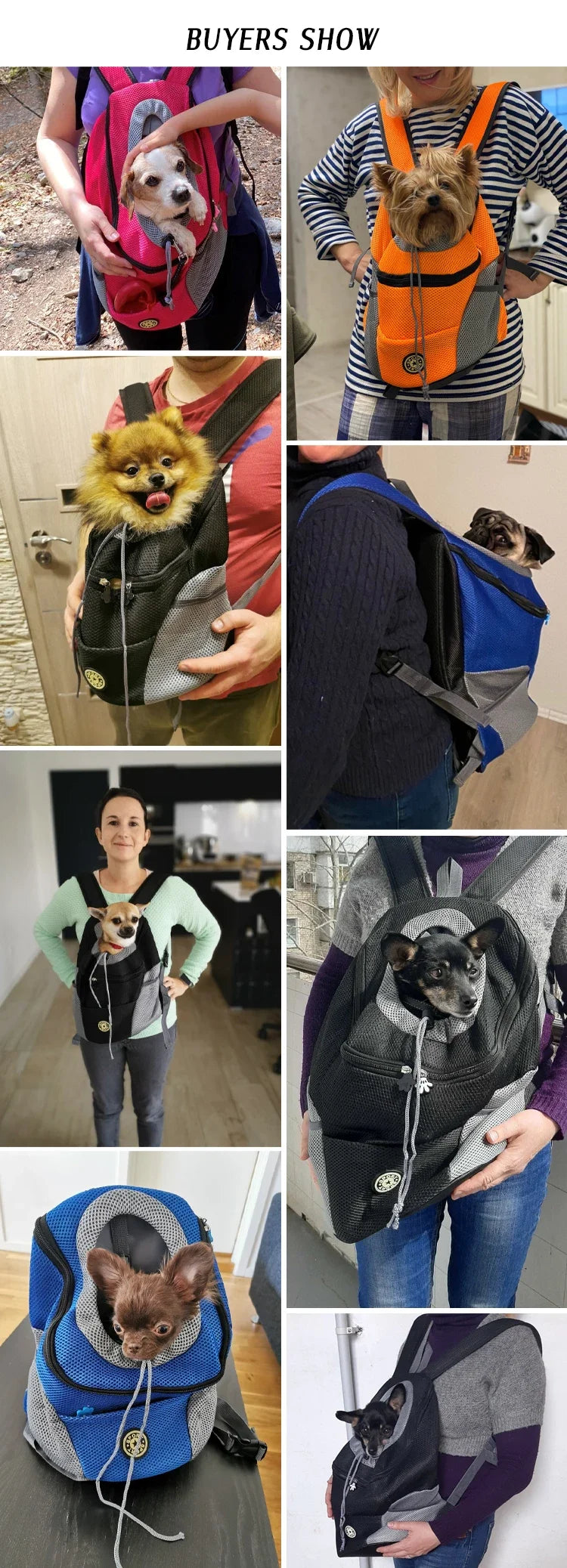 Pet Backpack Carrier for Small Dogs & Cats - Front-Folded Travel Backpack with Ventilation Mesh & Harness-Like Zipper Lock