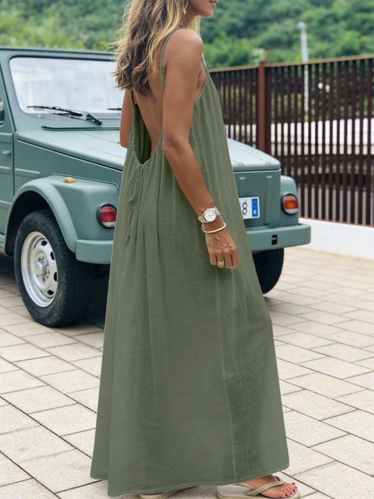Women's Strapless Backless Long Loose Home Dress Comfortable Sleepwear