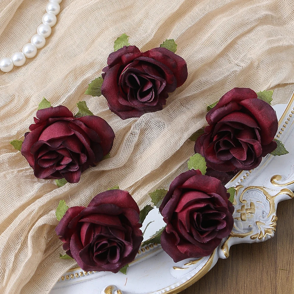 10/20PCS Artificial Flowers DIY Candy Box Cake Home Decor Christmas Decorative Wreaths Wedding Party Garden Roses Arch Silk Fake