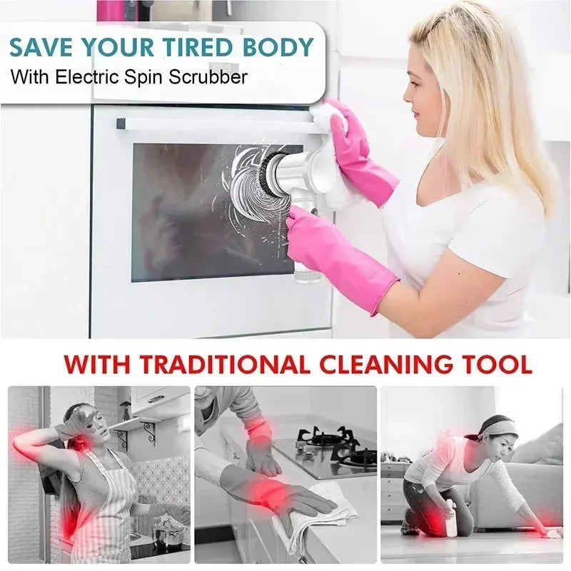 Multi-functional Electric Cleaning Brush for Kitchen and Bathroom - Wireless Handheld Power Scrubber for Dishes, Pots, and Pans