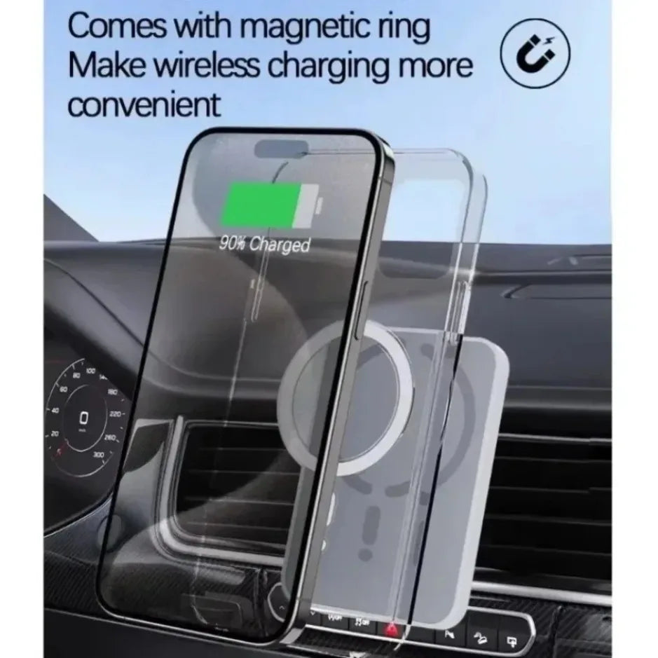 XIKCU 15W Magnetic Car Wireless Charger Sucker Car Fast Charging For Magsafe iPhone 16-12 Pro Max Air Vent Phone Holder Stand