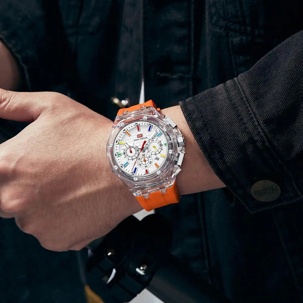 MINI Focus Men's Ultra-light Octagonal Quartz Watch Transparent