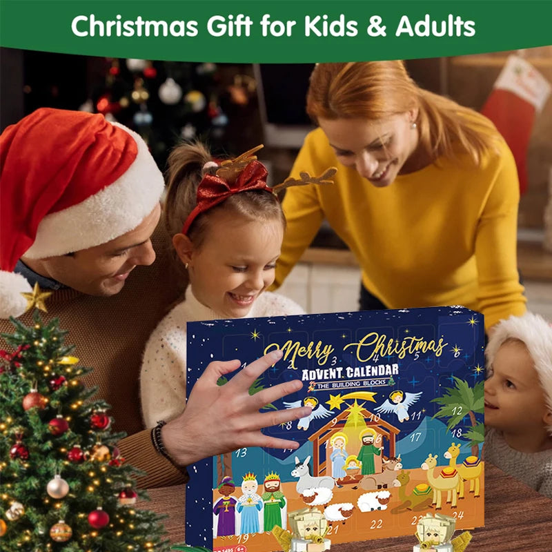 Christmas Advent Calendar Building Blocks Blind Box 24 Day Countdown DIY Child's Children Christmas Train Tree Statue Scene Gift