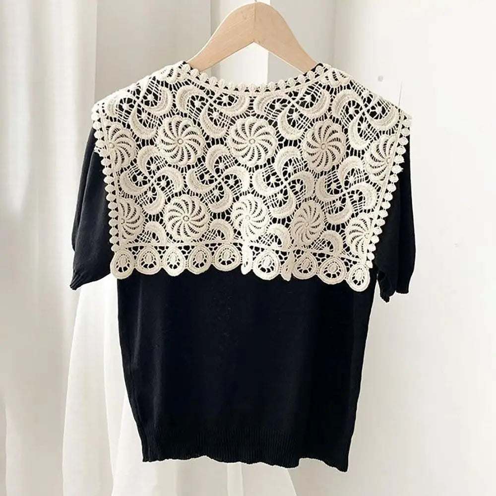 Solid Color Knitted Shawl High-quality Women Ladies Casual Fake Collar Summer Female Scarf