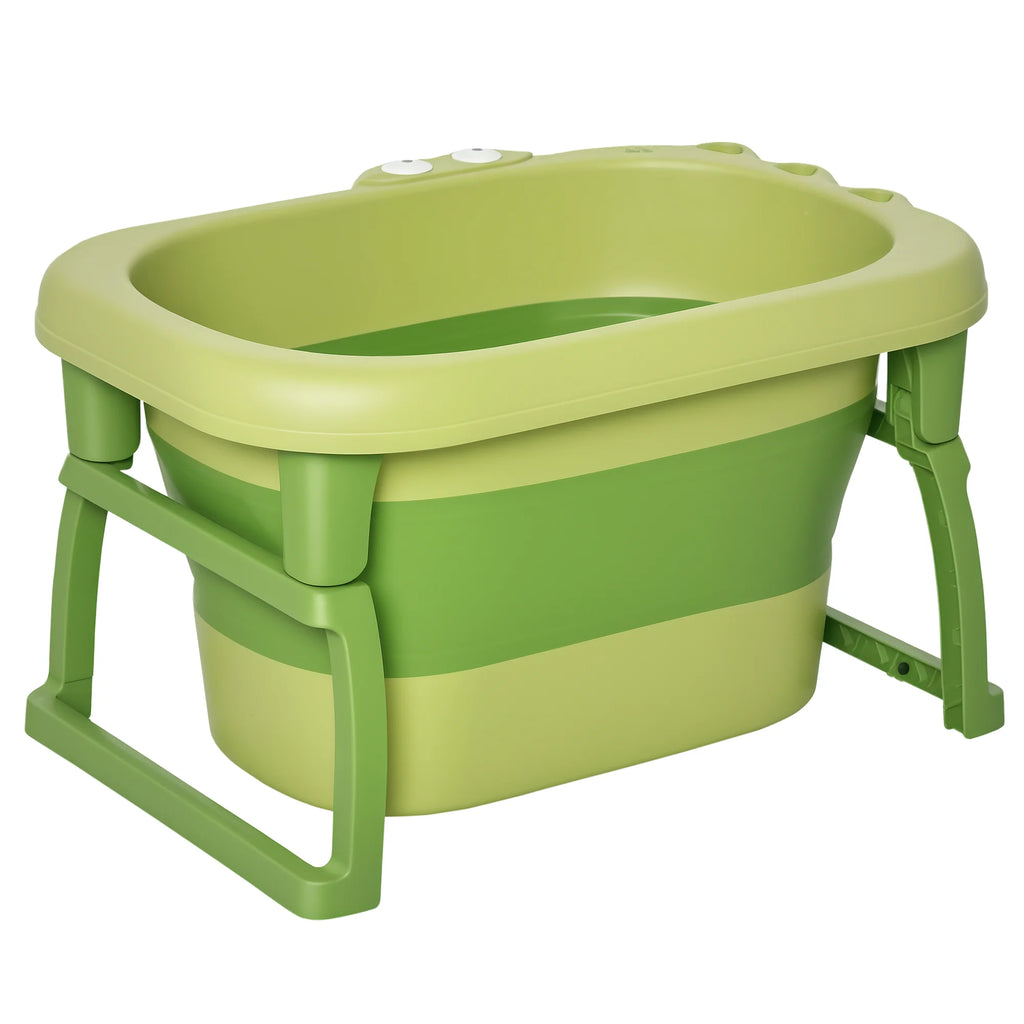 Homcom Folding Baby Bathtub for Newborns up to 6 Years Portable Children's Bathtub with Non-Slip Feet 105L Green