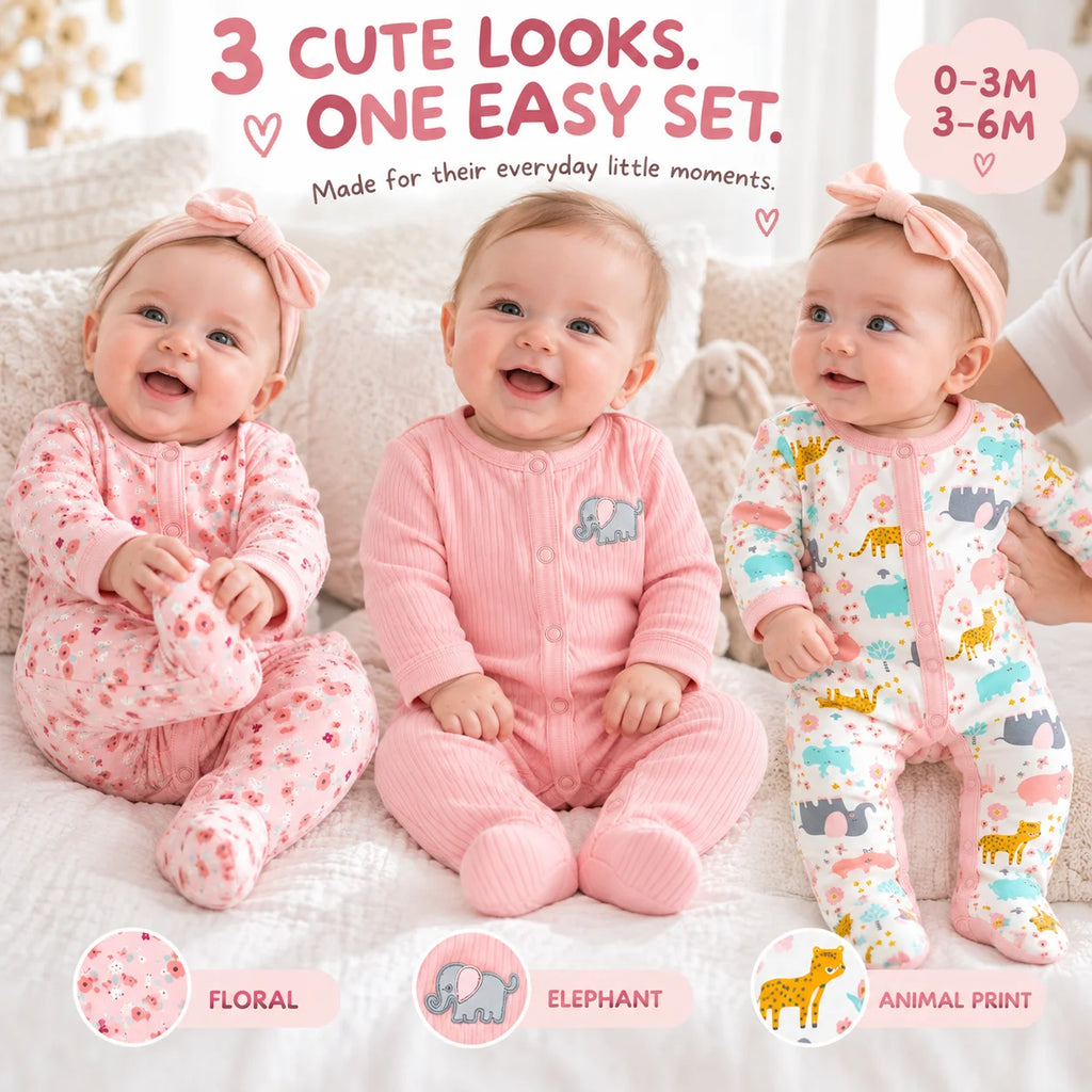 Baby Girl Rompers Long Sleeve Footed Jumpsuits Newborn Infant