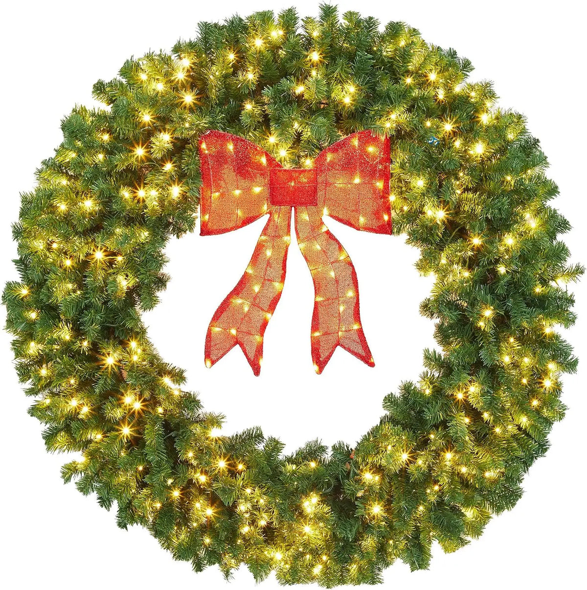Garvee 48 Inch Christmas Hanging Wreath with Red Bow