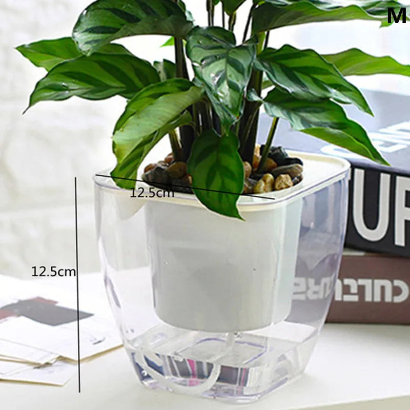 Flower Plant Pot Self Watering Planter Transparent Planting Flower Pot Water Storage Basin Stock Garden Supplies Home Decor FU