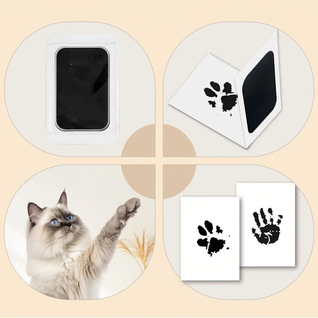 4sets Multi-Color Pet Paw Print Kit with Ink Pad and Mprint Cards Safe Non-toxic Baby Handprint Christmas Gift Pet Souvenir