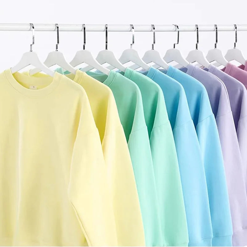 Streamgirl Cotton Basic Sweatshirt Women Oversized Yellow Pullovers Loose Casual Tops Spring Colorful Sweatshirts Women Pink