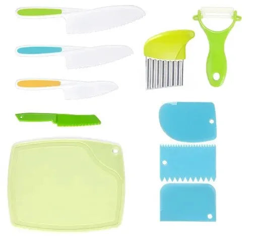 Kids Cooking Cutter Set Kids Knife Toddler Cutter Plastic Cake Fruit Knives Children DIY Peeler Tools Kitchen Accessories