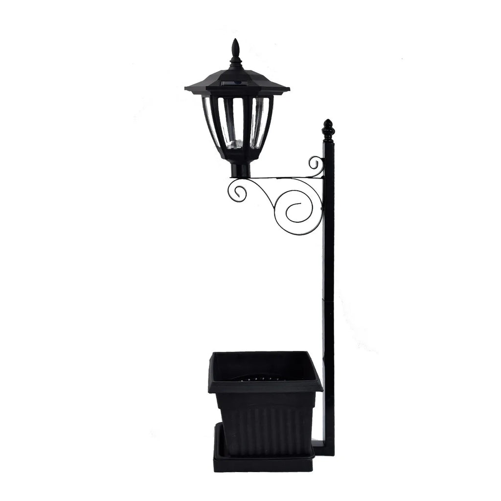 Outdoor Flower Pot 2-in-1 Floor Lamp Solar Courtyard Garden