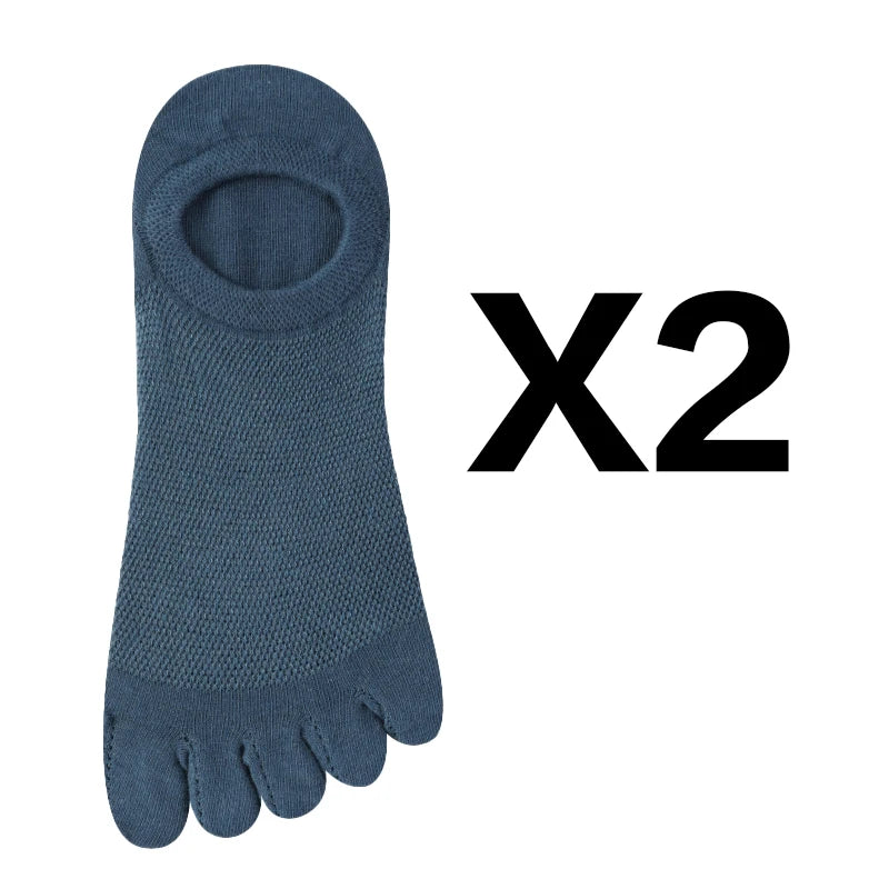 2 Pairs/Lot Men's Cotton Toe Crew Socks High Quality Breathable Sports Running Ankle Cotton Short Five Fingers Socks