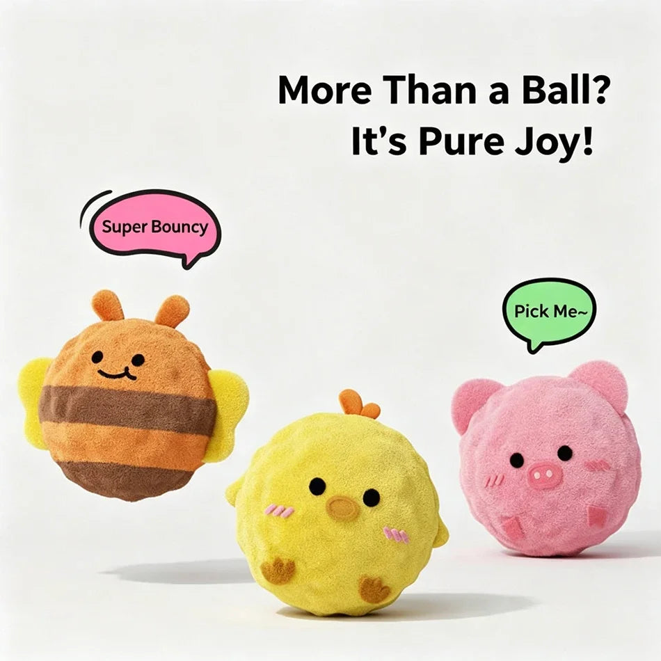 5.5CM Plush Bounce Ball Dog Squeaky Toy Plush TPR