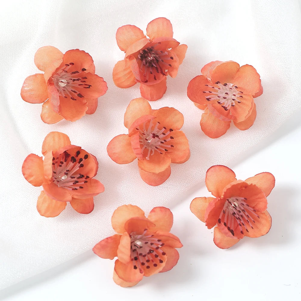 20/30Pcs Peach Blossom Artificial Flower Head For Wall Plant Home Room Decoration DIY Garland Valentine's Day Gift Wedding Decor