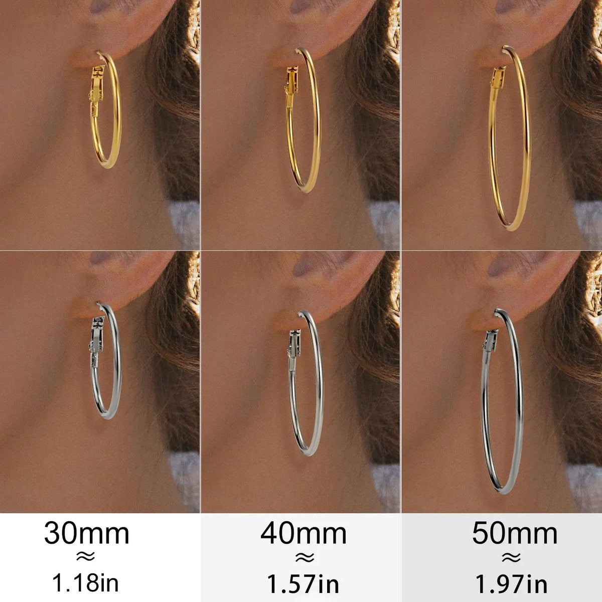 3 Pairs Hyperbole Big Gold Color Metal Hoop Earrings