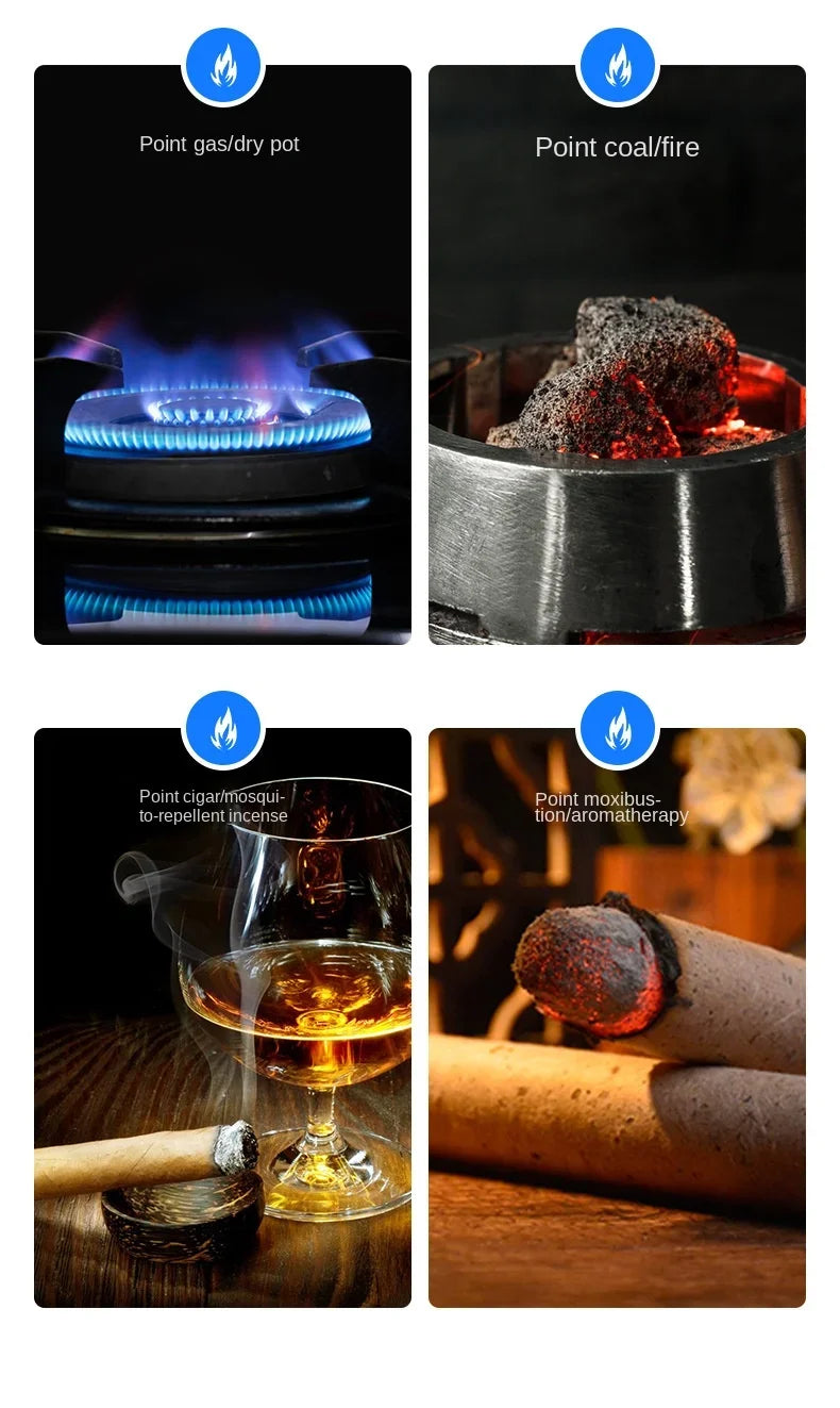 HONEST Metal Windproof Lighter Refillable Pen Torch Lighter Jet Flame Butane Lighter Kitchen BBQ Candle Camping Men's Gadget
