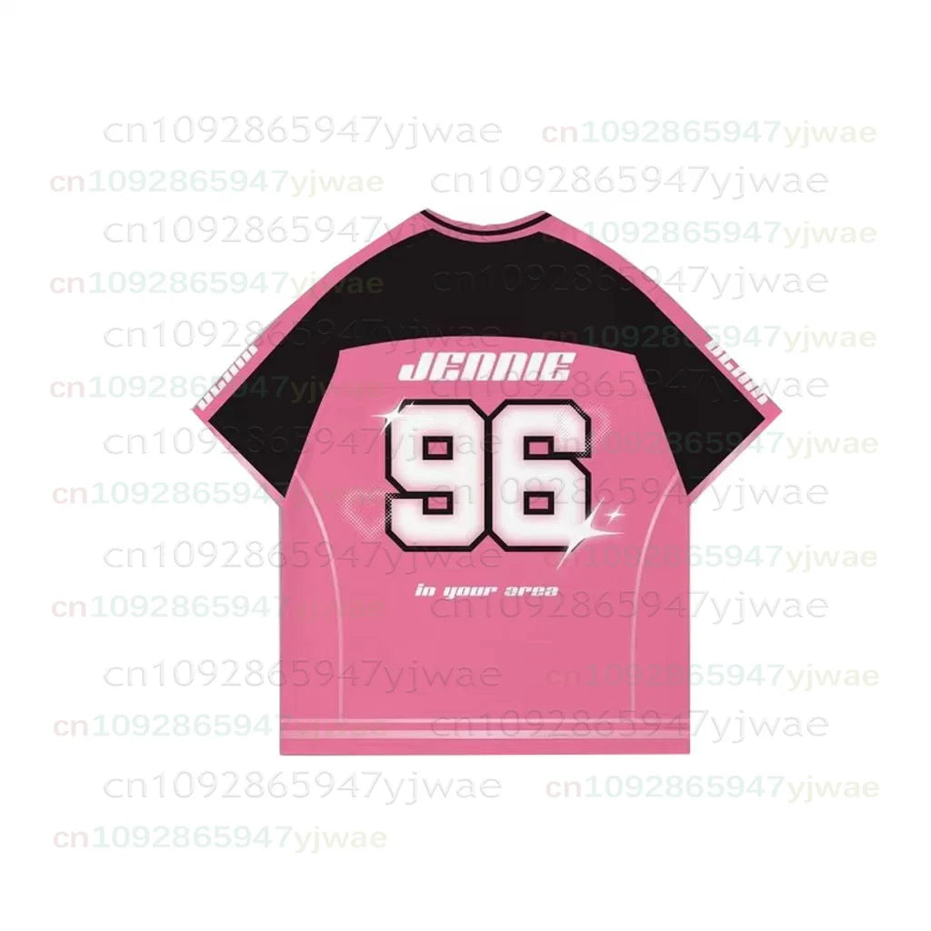 2026 New Y2K Korean Girl Group Concert T-Shirt RosÉ Letter Print Oversized Short Sleeved Fashion Casual Women's Sport Jersey Kid