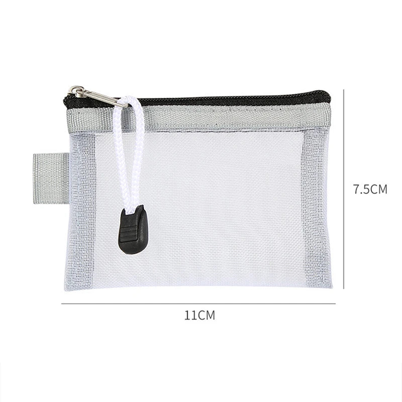 Mini Transparent Nylon Mesh Card Bag Credit ID Card Organizer Portable Coin Purse Lipstick Earphone Data Line Key Storage Bag
