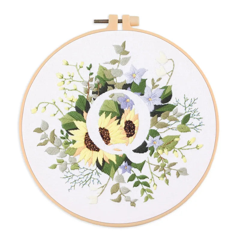 Embroidery Kit for Christmas DIY Wreath Printed Pattern Flower Cross Stitch Set Needlework Hoop Handmade Sewing Art Craft Kit