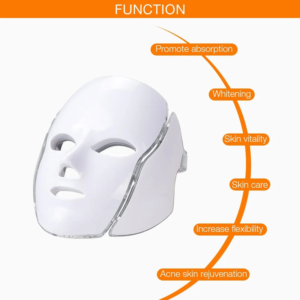 7 Colors Light LED Face Neck Beauty Mask Photon Red Light Facial
